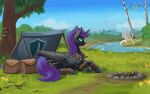  avian camping equid equine female feral gryphon hasbro horn horse kirillk mammal my_little_pony mythological_avian mythology nyx_(mlp) pupils slit_pupils unicorn winged_unicorn wings withcher 