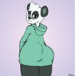  2022 animated anthro backsack balls black_body black_butt black_ears black_eyes black_fur bottomless bouncing_butt butt byondrage clothed clothing eyewear fur fur_tuft genitals giant_panda glasses green_clothing green_topwear head_tuft hoodie looking_at_viewer looking_back looking_back_at_viewer male mammal monotone_tail presenting presenting_hindquarters rear_view signature smile tongue tongue_out topwear tuft ursid white_body white_fur white_tail 