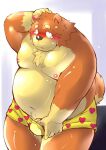  2013 anthro belly black_nose blush bodily_fluids canid canine clothing humanoid_hands kemono male mammal moobs navel nipples overweight overweight_male solo tears tomoya_(artist) unavailable_at_source underwear wet 