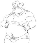  2017 anthro ashigara belly blush bulge bunta_(sisiwaka_3) clothing humanoid_hands kemono lifewonders male mammal overweight overweight_male sketch solo tokyo_afterschool_summoners underwear ursid video_games 