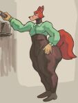  &quot;honest&quot;_john_foulfellow 2022 3:4 anthro big_butt book bookshelf butt canid canine canis clothing digital_drawing_(artwork) digital_media_(artwork) disney footwear fox fur furniture hi_res jojobiz male mammal mature_male orange_body orange_fur simple_background solo thick_thighs waist_accessory wide_hips 