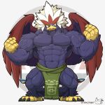 abs accipitrid accipitriform anthro avian beak biceps bird blue_body bottomwear braviary claws clothing eagle flexing grey_eyes hair hairy_body humanoid loincloth male muscular muscular_anthro muscular_male nekotiger_(artist) nintendo pecs pok&eacute;mon pok&eacute;mon_(species) solo vein veiny_muscles video_games white_hair wings 