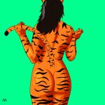  1:1 2022 2d_animation animated anthro black_hair butt felid feline female hair hi_res husram long_hair mammal nude orange_body pantherine short_playtime solo stripes tiger 