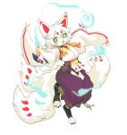  anthro canid canine card clothed clothing ears_up fox fur happy hi_res kiyosan magic male mammal simple_background solo white_background white_body white_fur 