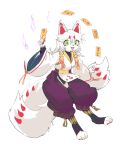  anthro arctic_fox canid canine card clothed clothing ears_up feral fox fur happy kiyosan looking_at_viewer magic mammal solo white_body white_fur 