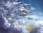  above_clouds alayna_danner artist_name blue_sky commentary day english_commentary floating_city highres magic:_the_gathering no_humans official_art outdoors scenery science_fiction sky watermark 