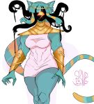  1_eye 2022 anthro breasts cherry_token clothing domestic_cat dress egyptian_cat egyptian_clothing eldritch_horror eye_of_horus felid feline felis female hair hi_res looking_at_viewer mammal muscular muscular_anthro muscular_female nyanlathotep_(sucker_for_love) solo sucker_for_love tentacles 