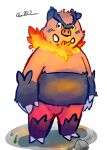 2013 alpha_channel anthro belly biped blush emboar kernelewdies nintendo orange_body pok&eacute;mon pok&eacute;mon_(species) red_body simple_background slightly_chubby solo transparent_background video_games 