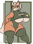  absurd_res anthro big_breasts breasts canid canine cleavage_cutout clothing crossgender curvy_figure female fox fox_mccloud hi_res huge_breasts kingretrokirby legwear leotard mammal mtf_crossgender nintendo solo star_fox thick_thighs thigh_highs under_boob video_games voluptuous wide_hips 