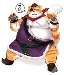  2012 anthro belly big_belly blush cat_ribeiro domestic_cat dragon_quest dragon_quest_x eye_patch eyewear felid feline felis humanoid_hands iwano japanese_text kemono male mammal obese obese_male overweight overweight_male scar simple_background solo square_enix text unavailable_at_source video_games white_background 