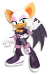  2019 3d_(artwork) 5_fingers anthro bat_wings belt bodysuit boots breasts chiropteran cleavage clothed clothing digital_media_(artwork) eyeshadow female fingers footwear fur gloves handwear hi_res jcthornton lipstick makeup mammal membrane_(anatomy) membranous_wings rouge_the_bat sega skinsuit smile solo sonic_the_hedgehog_(series) tan_body tan_skin teeth tight_clothing video_games white_body white_fur wings 