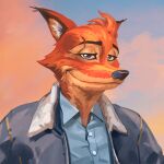  2021 anthro canid canine clothing fox headshot_portrait icon jacket leather leather_clothing leather_jacket leather_topwear low_res male mammal military pilot portrait smile solo topwear unknown_artist war_thunder 