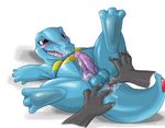  anus blush claws cum cum_on_face disembodied_hands facial fang narse_(artist) nintendo penis pokemon red_eyes smile spread_anus spread_legs totodile uncensored 