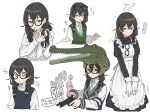  braiding_hair eyewear_on_head glasses gun hairdressing hanakuma_chifuyu highres maid teshima_nari weapon 