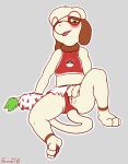  2022 anthro anus barely_visible_anus blush cheerleader clothing clothing_aside eyewear female fennelseed genitals glasses green_eyes hi_res looking_at_viewer midriff mimi_(mr.smile) nintendo panties panties_aside pawpads pinup pok&eacute;mon pok&eacute;mon_(species) pom_poms pose presenting presenting_pussy pussy simple_background sitting smeargle solo spread_legs spreading tongue tongue_out underwear underwear_aside uniform video_games 