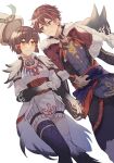  1boy 1girl alternate_costume animal_costume black_hair blush boots green_eyes happy hat hat_removed headwear_removed highres holding_hands law_(tales) lying multicolored_hair official_alternate_costume on_back rinwell_(tales) short_hair sidelocks simple_background tales_of_(series) tales_of_arise thigh_boots thighhighs white_background wolf_costume wspread yellow_eyes 