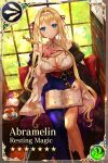  1girl abramelin_(age_of_ishtaria) age_of_ishtaria blonde_hair blue_eyes book breasts cleavage flower highres long_hair tea 