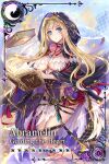  1girl abramelin_(age_of_ishtaria) age_of_ishtaria blue_eyes book cape corset feathers flower highres hood long_hair pages 