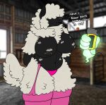  anthro big_breasts bovid bovine breasts caprine clothing curvy_figure digital_media_(artwork) disembodied_hand domestic_sheep female fur ghost_hands hi_res huge_breasts mammal nipples shaving shearing sheep solo sstinkies text thick_thighs voluptuous wide_hips wool_(fur) 