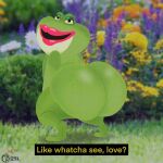  amphibian animated anthro big_butt breathotter_(artist) butt frog gnomeo_and_juliet looking_at_viewer looking_back text twerking 