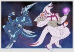  anthro anthrofied balls blue_body daikuhiroshiama dialga duo erection genitals hi_res legendary_pok&eacute;mon male muscular muscular_anthro muscular_male nintendo nipples nude palkia pecs penis pok&eacute;mon pok&eacute;mon_(species) space video_games white_body 