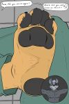  4_toes anthro claws duo dylbun feet foot_fetish foot_focus foot_play fox_mccloud hi_res male male/male micro nintendo pawpads paws soles speech_bubble star_fox toe_claws toes video_games wolf_o&#039;donnell 