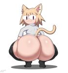  :3 absurd_res animal_humanoid big_butt blonde_hair bottomless broly_culo butt cat_humanoid clothed clothing crouching felid felid_humanoid feline feline_humanoid female footwear hair hi_res huge_butt huge_thighs humanoid inner_ear_fluff legwear looking_at_viewer looking_back mammal mammal_humanoid mehdrawings meme neco-arc shirt socks solo thick_thighs thigh_highs thigh_socks topwear tuft white_body white_skin 