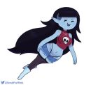  adventure_time artist_name black_clothing black_hair black_leggings black_legwear blue_body blue_skin boots bottomwear cartoon_network clothing female floating footwear hair hi_res human humanoid leggings legwear long_hair mammal marceline_abadeer navel open_mouth open_smile shirt shorts signature smile smug solo somescrub thong topwear underwear vampire 