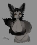  2022 ais05 anthro bat-eared_fox black_nose breasts canid canine digital_media_(artwork) featureless_breasts featureless_crotch female fennec fox fur hair helena_(paledrake) hi_res looking_at_viewer mammal simple_background solo 