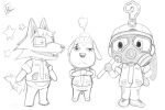  animal_crossing anthro butterfly_net calhoun_(wartorn) canid canine canis clothing crossover deezchief domestic_dog emote eye_scar eyewear facial_scar faun_(wartorn) female fur glasses group hair human jackson_vonhue_(wartorn) male mammal marines monochrome nintendo scar sgt._nishikawa_(deezchief) shiba_inu signature simple_background sketch spitz tongue video_games wartorn wolf 