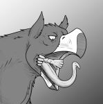  anthro anthro_prey avian beak duo feral feral_pred greyscale gryphon gryphon_pred jagg_(thatgryphonguy) male monochrome mythological_avian mythology oral_vore thatgryphonguy tongue tongue_out unwilling_prey vore 