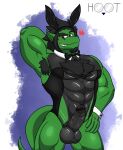  &lt;3 abs absurd_res anthro armpit_hair balls beard black_balls black_hair black_penis blush body_hair bow_tie bunny_costume chest_hair clothed clothing costume dg254 dg_(character) digital_media_(artwork) dragon erection facial_hair fake_ears fake_rabbit_ears genitals green_body hair hi_res humanoid humanoid_genitalia male male/male muscular muscular_anthro muscular_male nude pecs penis pose pubes simple_background smile solo 