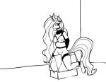  anthro ball_gag bdsm bondage bound crown ears_up equid equine female friendship_is_magic gag genitals hands_behind_back harness hasbro horn looking_back mammal my_little_pony nude princess_celestia_(mlp) pussy sketch solo warskunk_(artist) winged_unicorn wings wooden_horse_(device) 