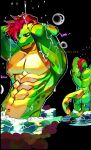  2022 abs alligator alligatorid anthro bathing bubble butt crocodilian digital_media_(artwork) eyes_closed fangs five_nights_at_freddy&#039;s five_nights_at_freddy&#039;s:_security_breach green_body hair hands_behind_head hi_res madeline_artz male markings montgomery_gator_(fnaf) multicolored_body muscular muscular_anthro muscular_male nude pecs raised_arm raised_arms red_hair reptile scalie scottgames shaded solo standing video_games water watermark wet yellow_markings 