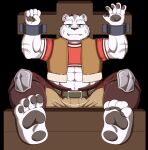  absurd_res aciag bound clothing feet felid feral grimoire_of_zero hi_res humanoid looking_at_viewer male mammal mercenary_(character) muscular muscular_male pantherine solo tiger 
