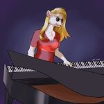  1:1 anthro blonde_hair clothing eyewear female fur hair hi_res keyboard_instrument long_hair mammal murid murine musical_instrument piano playing_music playing_piano rat red_clothing rodent shaded shirt simple_background simple_shading solo sunglasses tagme topwear vex_(ferretfyre) wezzen white_body white_fur 