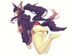  1girl animal_ear_fluff animal_ears bangs black_hair blush bow breasts brown_eyes eyebrows_visible_through_hair feet feet_together hair_bow hair_ornament highres hololive hood hoodie large_breasts legs long_hair long_sleeves looking_at_viewer multicolored_hair ookami_mio otaku_(twitter) ponytail red_hair shorts solo sweater tail virtual_youtuber wolf_ears wolf_girl 