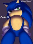  anthro blue_body blue_fur bluecloud clothing eulipotyphlan fur gloves green_eyes handwear hedgehog hi_res looking_at_viewer male mammal meme pathetic_(meme) perspective sega solo sonic_the_hedgehog sonic_the_hedgehog_(series) thick_thighs 