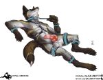  animal_genitalia animal_penis anthro balls bdsm blue_eyes canid canine canine_penis canis collar coydog coyote cuffs_(disambiguation) erection genitals harness hi_res hybrid knot leash male mammal paws penis salonkitty solo 