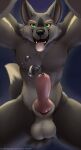  animal_genitalia animal_penis anthro balls bodily_fluids canid canine canine_penis canis dripping erection fangs genital_fluids genitals green_eyes hi_res jonas-puppeh knot looking_at_viewer male mammal nude penis precum precum_drip solo tongue tongue_out wolf 