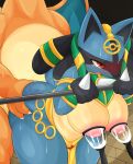  2022 absurd_res anthro big_breasts blush bodily_fluids breasts charizard clothing digital_media_(artwork) duo faceless_character faceless_male female fingers hi_res lactating lucario machine male male/female milking_machine nintendo pok&eacute;mon pok&eacute;mon_(species) ruins_style_lucario sex sweat type video_games wings 