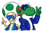  clothing eyewear fungus gesture green_body green_skin jacket male mario_bros mario_party metagaim mushbert mushroom nintendo smile sunglasses super_mario_bros_super_show toad_(disambiguation) toad_(mario) topwear v_sign video_games white_body white_skin yoshi yoshi_(character) 