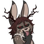  alpha_channel ambiguous_gender animated anthro antlers bedroom cunnilingus_gesture dumderg gesture horn jackalope lagomorph mammal red_eyes seductive solo suggestive suggestive_gesture tongue tongue_out v_sign vun_(character) 