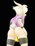  3d_(artwork) anthro asriel_dreemurr backsack balls blender_(software) bulge butt clothing crop_top digital_media_(artwork) genitals hi_res horn jewelry looking_back male piercing pinup pose presenting presenting_hindquarters ring shirt simple_background smile sneakyphox solo thong topwear undertale undertale_(series) underwear video_games 