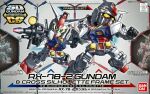  bandai box_art character_name chibi clenched_hand glowing glowing_eyes gun gundam holding holding_gun holding_weapon logo mecha mobile_suit mobile_suit_gundam mutaguchi_hiroki no_humans official_art rx-78-2 sd_gundam v-fin weapon yellow_eyes 