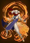  2021 anthro big_breasts black_clothing black_gloves black_handwear boss_monster botak bovid breasts brown_background caprine clothing female fur gloves golden_high_heels handwear hi_res horn magic mammal red_scarf scarf simple_background smile solo toriel undertale undertale_(series) video_games white_body white_fur 