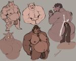  2022 anthro balls belly big_belly big_penis blush erection flaccid genitals humanoid_genitalia humanoid_hands humanoid_penis male mammal moobs musclegut nipples penis pure_command simple_background solo suid suina sus_(pig) wild_boar 