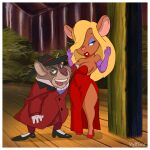  1:1 2022 anthro anthro_on_anthro big_breasts blonde_hair blue_eyes blue_eyeshadow breasts brown_body brown_fur chip_&#039;n_dale_rescue_rangers clothing digital_media_(artwork) disney duo eyeshadow female femme_fatale fur gadget_hackwrench hair hi_res humanoid long_hair makeup male male/female mammal mouse murid murine open_mouth rat red_clothing rodent vylfgor 