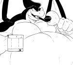  2022 anthro belly big_belly dragon dragon_ball eating facial_horn fangs food giran holding_food holding_mug holding_object horn looking_at_viewer male mug nose_horn nude obese obese_anthro obese_male open_mouth overweight overweight_anthro overweight_male reagan700 scalie solo teeth wings 