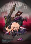  0w0 1girl artist_request assault_rifle blonde_hair cart character_name copyright_name dinergate_(girls&#039;_frontline) eyeball girls&#039;_frontline gun highres long_hair m4_carbine m4_sopmod_ii m4_sopmod_ii_(girls&#039;_frontline) m4_sopmod_ii_jr official_alternate_costume official_art open_mouth promotional_art rifle saw severed_arm severed_limb weapon 